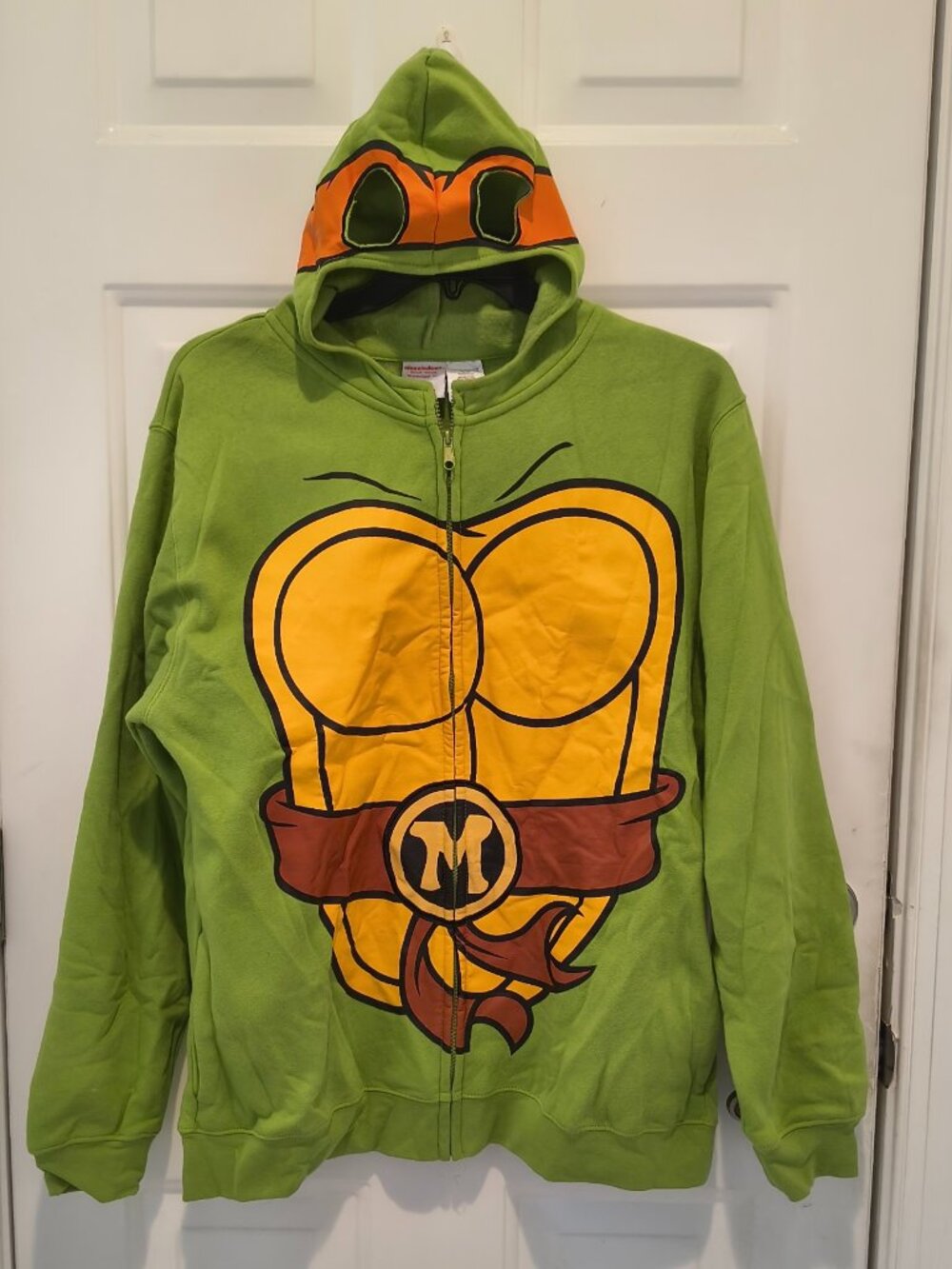 Nickelodeon Teenage Mutant Ninja Turtles Michelangelo Face Mask Hoodie XL NWOT